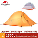 Naturehike CloudUp Series Ultralight Hiking Camping Tent 20D Fabric For 2 Person With Mat Outdoor Traveling Equipment