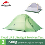 Naturehike CloudUp Series Ultralight Hiking Camping Tent 20D Fabric For 2 Person With Mat Outdoor Traveling Equipment