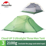 Naturehike CloudUp Series Ultralight Hiking Camping Tent 20D Fabric For 2 Person With Mat Outdoor Traveling Equipment